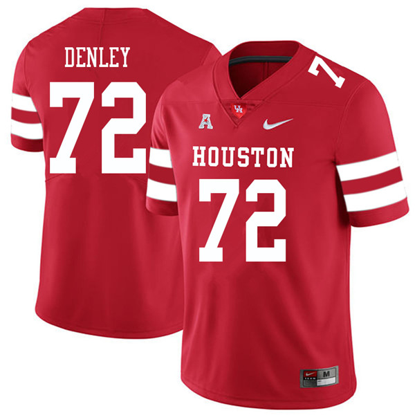 2018 Men #72 Mason Denley Houston Cougars College Football Jerseys Sale-Red